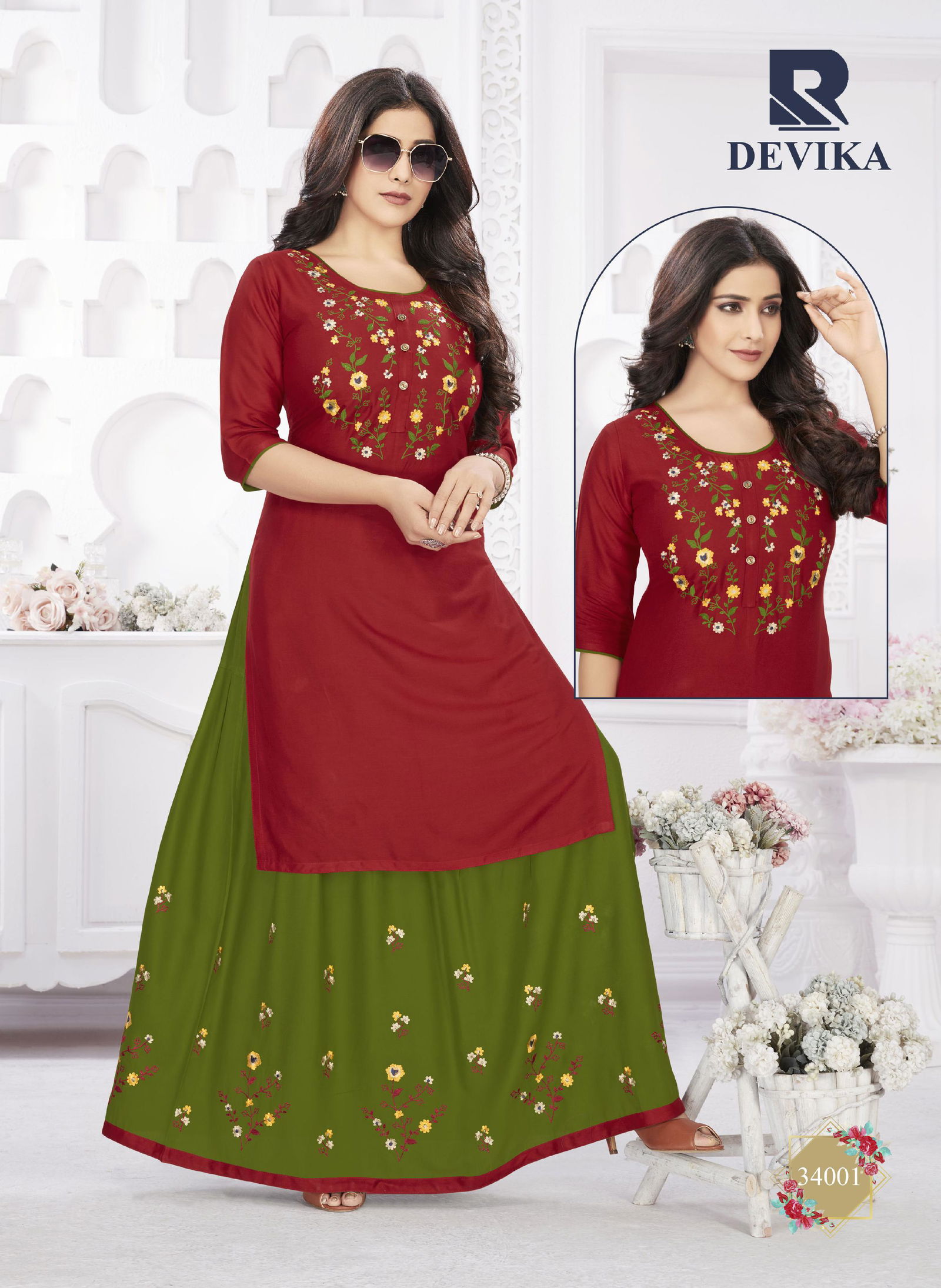 Raashi Devika Fancy Festive Wear Rayon Printed Top With Skirt Collection